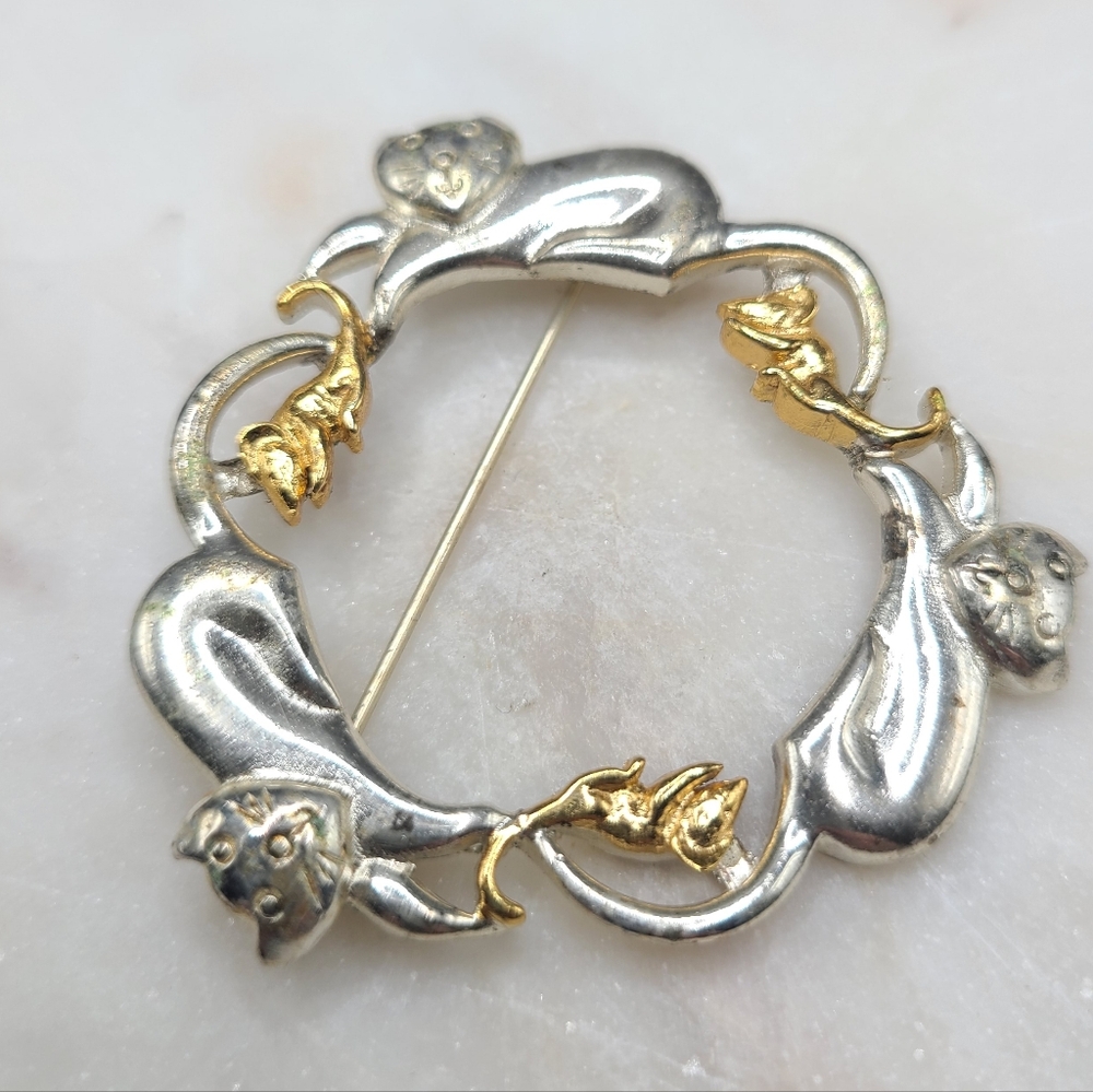 Cat And Mouse Circular Brooch
